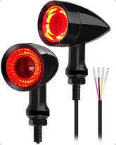 Benlari front view of black bullet rear turn signal showing compact profile and improved visibility