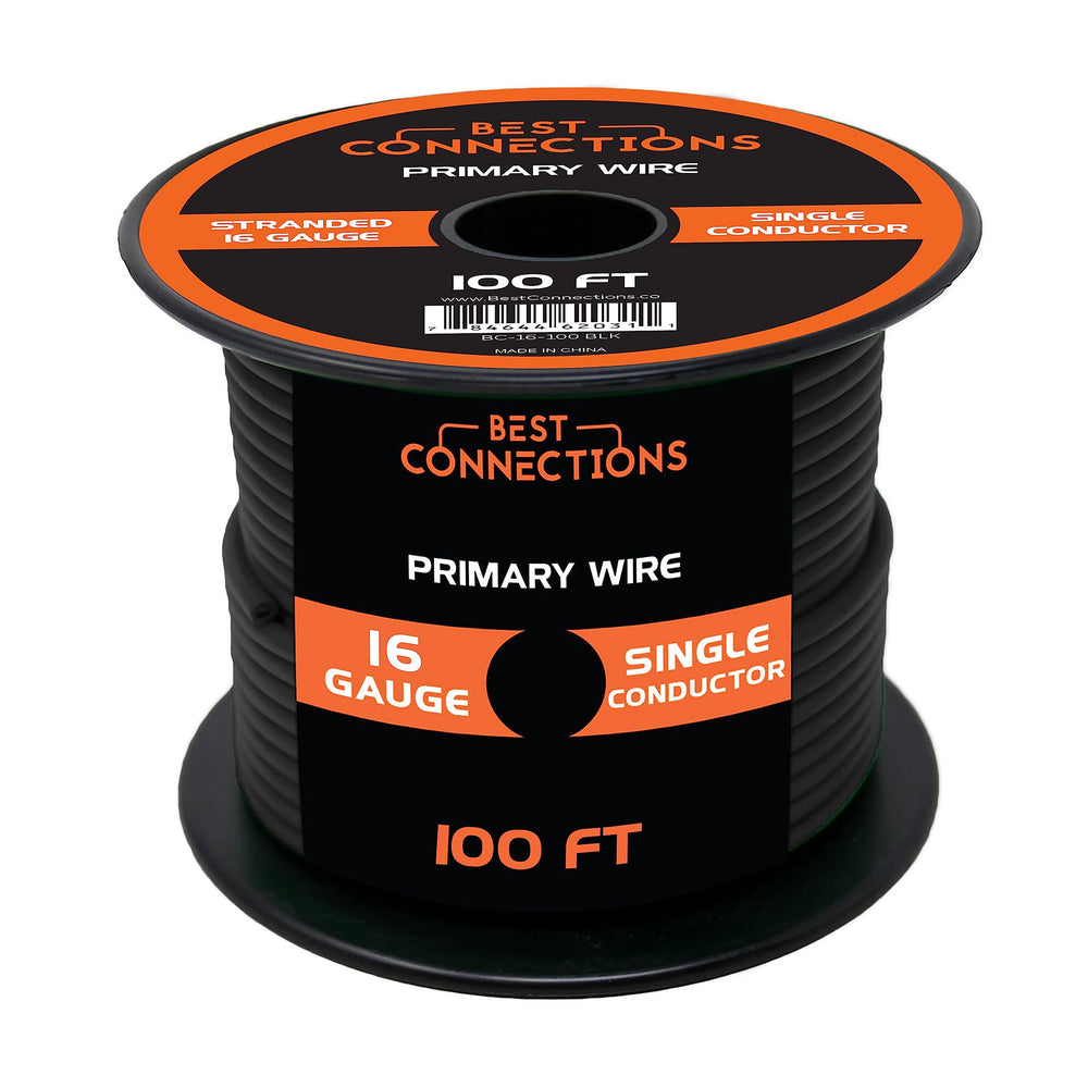 BEST CONNECTIONS front view of 100ft wire roll showing label and color for easy selection