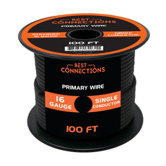 BEST CONNECTIONS front view of 100ft wire roll showing label and color for easy selection