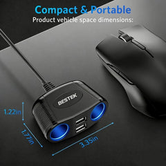 BESTEK close-up of dual USB ports highlighting 2.4A fast-charging capability