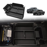 BestEvMod front view of console organizer showing clean fit and storage benefits