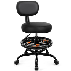 BestGlory front view of rolling shop stool showing seat and backrest comfort