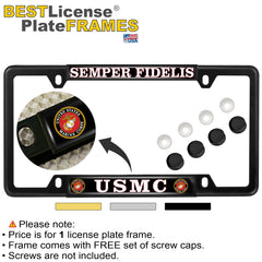 BestLicensePlateFrames USMC close-up of artwork under clear polyurethane dome protecting colors