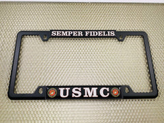 BestLicensePlateFrames USMC mounting on vehicle displaying patriotic accent and secure fit