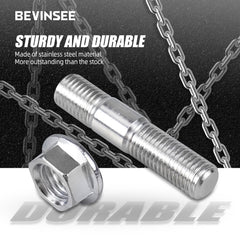Bevinsee side profile of flanged nut and stud showing secure flange seating benefit