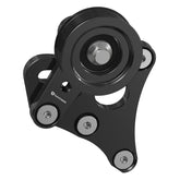Bevinsee front view of tensioner showing mounting pattern and benefits of precise fit