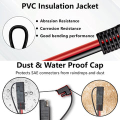 BFXM cable connected to a motorcycle battery showing convenient reach benefit