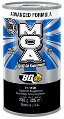 BG bottle front label showing product and benefits for extended oil life