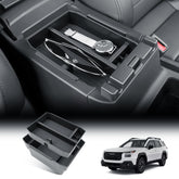 BIBIBO front view of center console organizer showing neat storage benefit