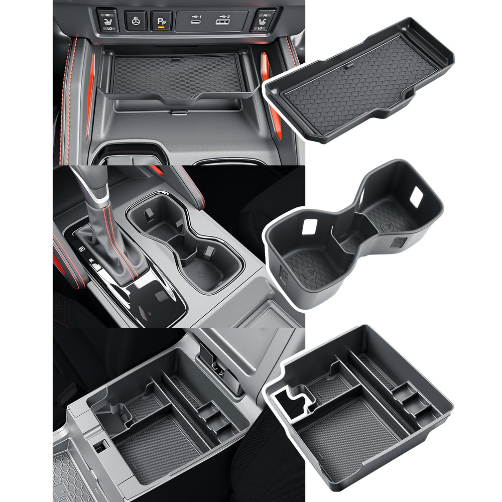 BIBIBO front view center console organizer showing neat compartments and improved storage
