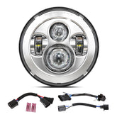 BICYACO front view of 7-inch chrome headlight showing classic round design and bright upgrade