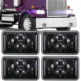 BICYACO front view of 4x6 LED headlight pack showing clean optics and bright output