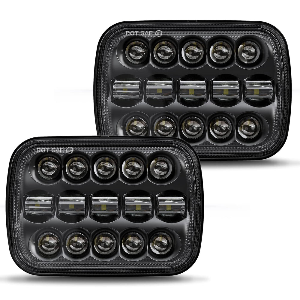 BICYACO front view 7x6 LED headlight showing projector beam and durable lens for bright visibility