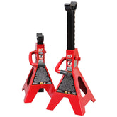 BIG RED front view of jack stand pair showing sturdy support