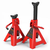 BIG RED front view of two red jack stands showing build and stability benefit