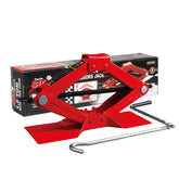 BIG RED front view of scissor jack showing sturdy steel frame and benefit of clear access