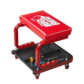 BIG RED front view of rolling creeper seat showing profile and cushion comfort