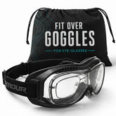 Bikershades front view showing clear over-glasses for full-face protection and visibility