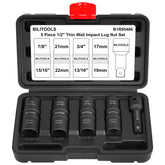 BILITOOLS front packaging showing the 5pc flip lug nut socket set and case for easy storage
