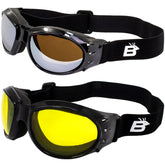 Birdz front view of goggles showing classic aviator frame and fit benefit