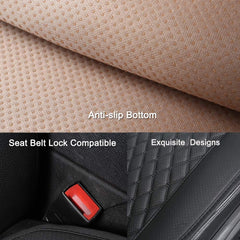 Black Panther seat cover on driver seat illustrating anti-slip secure fit