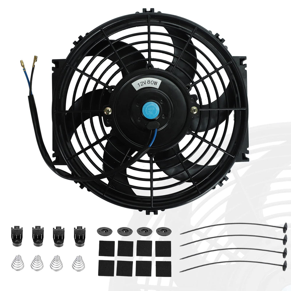 BLACKHORSE-RACING front view of 10 inch slim fan showing compact airflow benefit