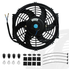 BLACKHORSE-RACING front view of 10 inch slim fan showing compact airflow benefit