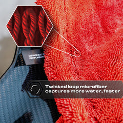 Blackline towel edge detail showing reinforced seam for durability and safe glide
