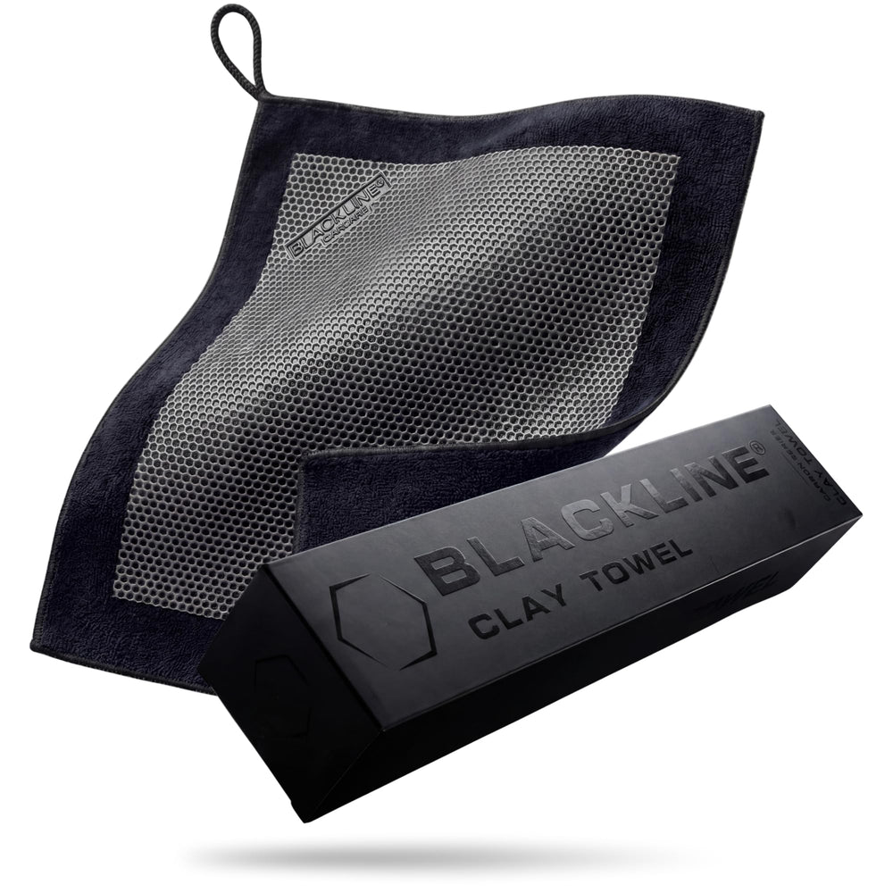 Blackline front packed towel showing branding and size, helps quick identification