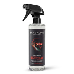 Blackline Reset bottle front label showing product and Italian Leather scent benefit