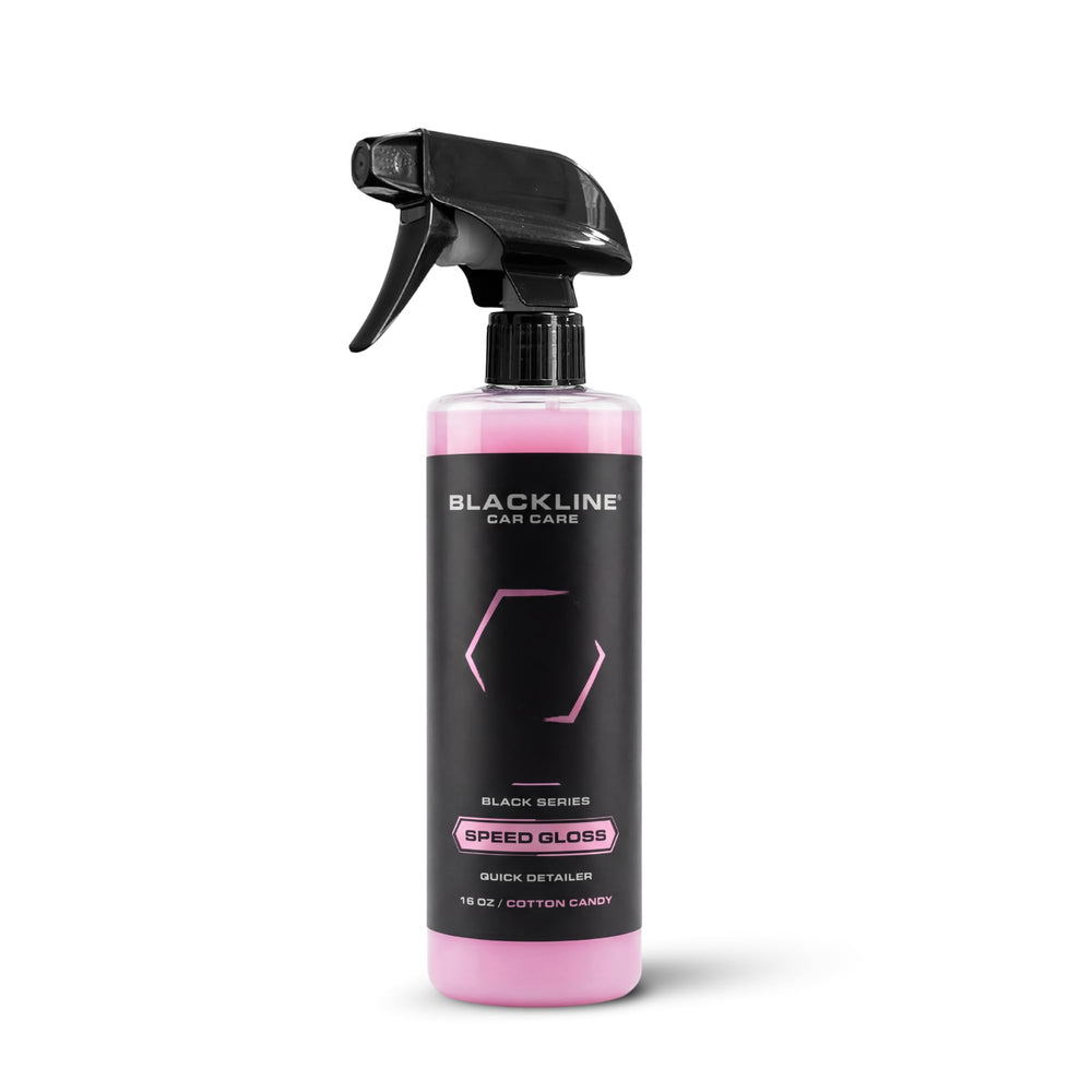 Blackline bottle front view showing brand and quick shine benefit