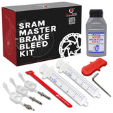 BleedZone complete SRAM bleed kit neatly arranged showing tools and fluid for confident maintenance