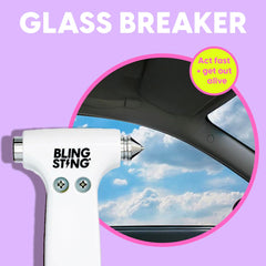 BLINGSTING mounted on visor with adjustable strap for easy reach
