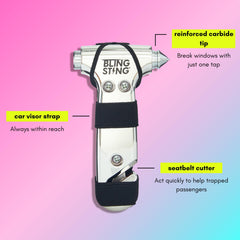 BLINGSTING recessed steel blade detail cutting seatbelt safely