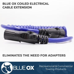 Blue Ox coiled cable detail showing flexible coil that prevents drag