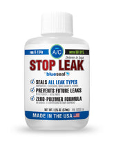 blueseal bottle front showing product and R-134a compatibility benefit