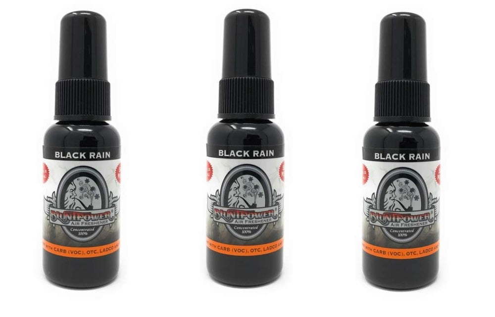 Blunt Power Black Rain front bottle image showing label and compact size benefit