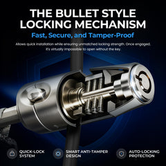 Boildut bullet-style lock and key assembly emphasizing secure locking