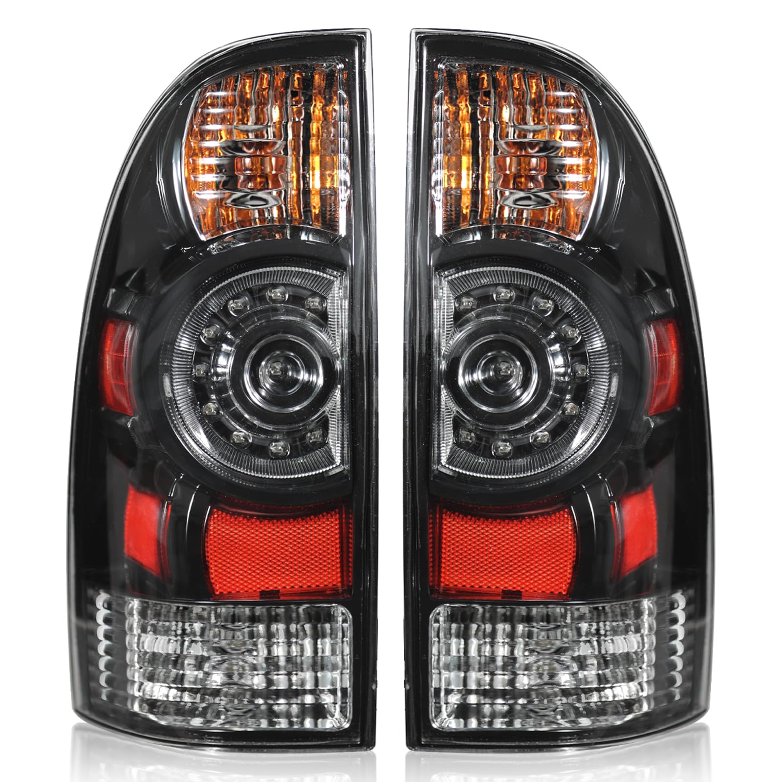 Boine tail light front view showing black bezel and clear lens, improves rear styling