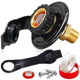 Boltigen front-facing inlet showing flange and face for easy hose hookup