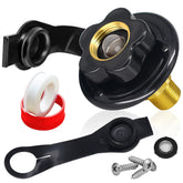 Boltigen inlet front flange view showing universal fit and secure seal benefit