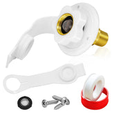 Boltigen front inlet showing flange and hose receptacle for secure hookups