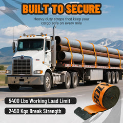 Bolvixor strap securing a load on a flatbed, showing reliable anchoring during transit