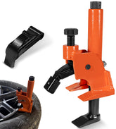 Bonbo front view clamped to wheel showing stable leverage and fast bead release