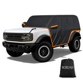BORDAN front view of cab cover fitted on Bronco showing full protection and neat fit