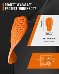 BORLENI close-up of CE Level 1 back protector showing ergonomic curve and coverage