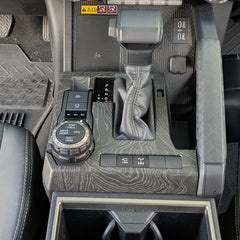 BORUIEN front view of black wood grain shift panel cover showing refined finish and protection