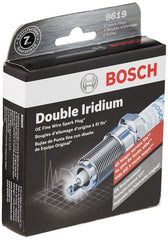 Bosch 9619 electrode closeup highlighting double iridium tip for improved ignitability