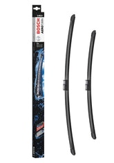 BOSCH AeroTwin front packaging showing set of two blades and benefits