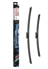 bosch AeroTwin front packaging showing set of two blades, clarity benefit